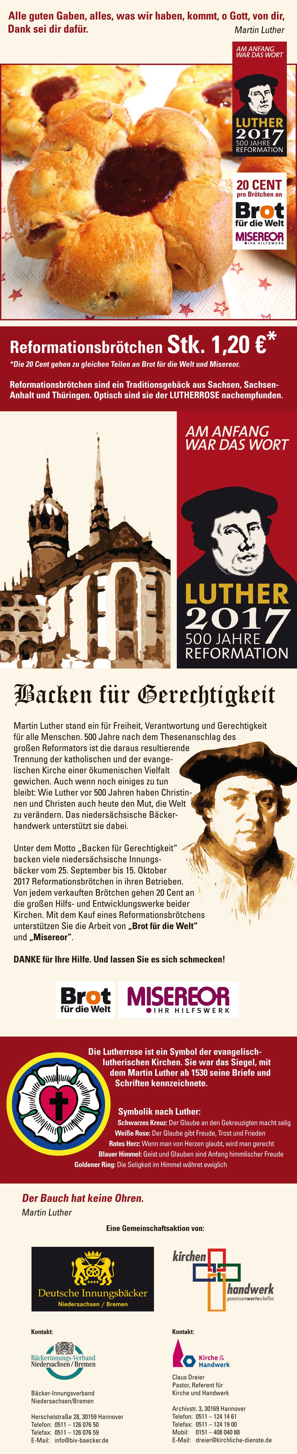 Reformationsbrötchen, Lutherbrötchen, niedersächsische Innungsbäcker, Martin Luther, Suitbertus